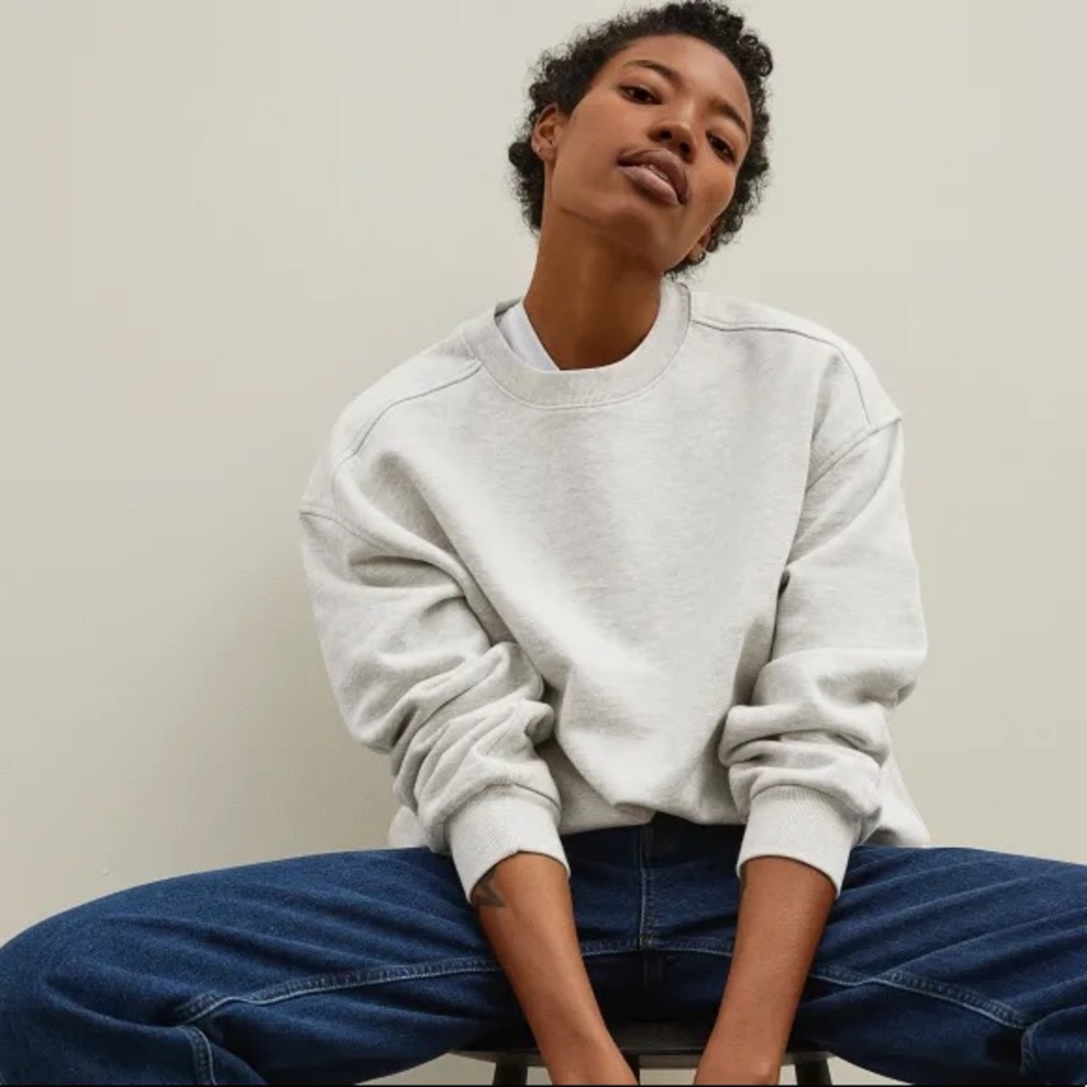 Everlane The Track Oversized Crew Sweatshirt Heather Grey